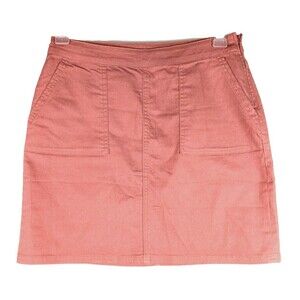 PrAna Womens Kara Mini Jean Skirt Pink Denim Side Zip Organic Cotton Size 4